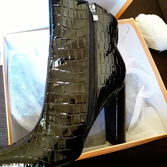 NIB Public Desire Faux Patent Leather Croc Booties - Picture 5 of 8